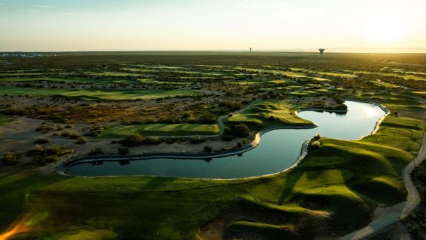 Aerial view of the Painted Dunes golf facility and its desert landscape in El Paso.